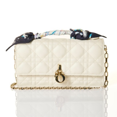 Christian Dior, White Lambskin My Dior Top Handle Bag