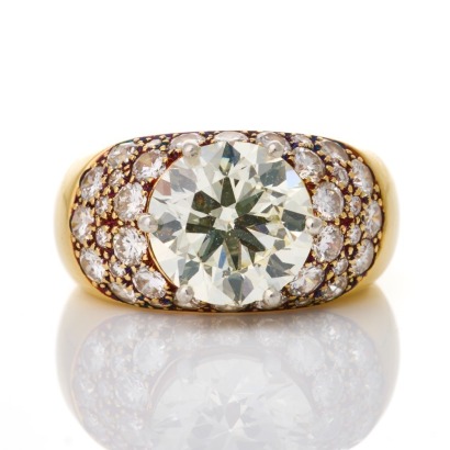 18ct Yellow Gold / Platinum, Contemporary, 4.16ct Diamond / 1.69ct Pave Set Ring