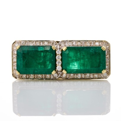 14ct Yellow / White Gold, 11.64ct Emerald / .56ct Diamond Dress Ring