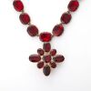 An Important, 9ct - 15ct Rose Gold, 43cm Antique Garnet Parure - Necklace and Brooch in Original Box