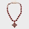 An Important, 9ct - 15ct Rose Gold, 43cm Antique Garnet Parure - Necklace and Brooch in Original Box - 2