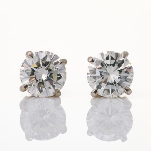 18ct White Gold, Handmade, 2.19ct Diamond Stud Earrings