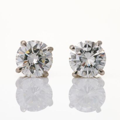 18ct White Gold, Handmade, 2.19ct Diamond Stud Earrings