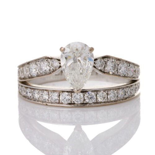 Chaumet Josephine "Aube Printani&egrave;re," 18ct White Gold, .76ct Pear cut / 1.00ct Diamond Ring, GIA certified
