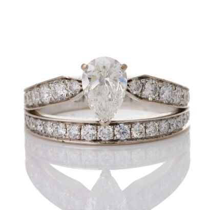 Chaumet Josephine "Aube Printani&egrave;re," 18ct White Gold, .76ct Pear cut / 1.00ct Diamond Ring, GIA certified