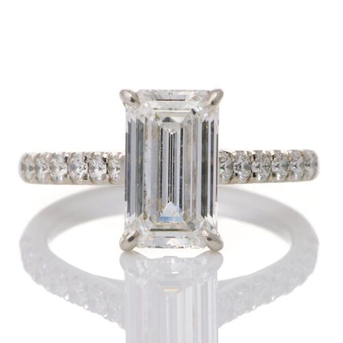 Platinum, Modern, 1.70ct Emerald cut / .25ct Diamond Ring, GIA certified