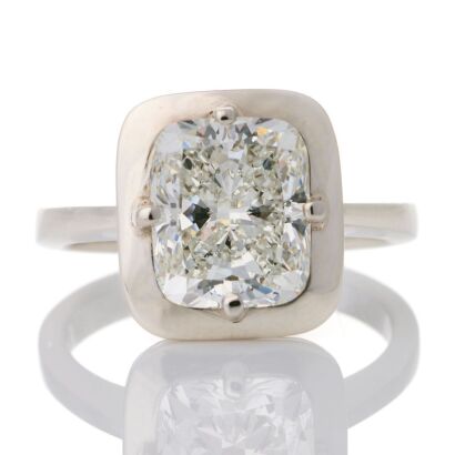 Herb Merkle Design NZ, Platinum Handmade, Important 3.01ct Cushion Cut Diamond Ring, GIA certified