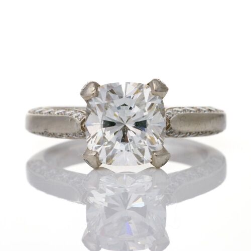 Partridge Jewellers, Important, Platinum 2.02ct Cushion Cut / .60ct Diamond Ring, GIA certified
