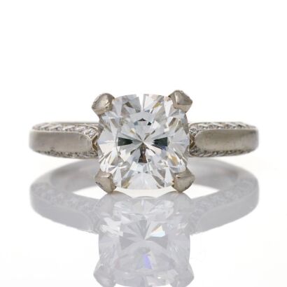 Partridge Jewellers, Important, Platinum 2.02ct Cushion Cut / .60ct Diamond Ring, GIA certified