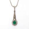 Platinum, Estate, 2.88ct Emerald / 1.96ct Diamond Drop Pendant on 9ct White Gold, 42cm Foxtail Chain