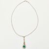Platinum, Estate, 2.88ct Emerald / 1.96ct Diamond Drop Pendant on 9ct White Gold, 42cm Foxtail Chain - 2