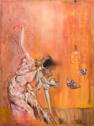 A Red Figurative Surrealism Painting