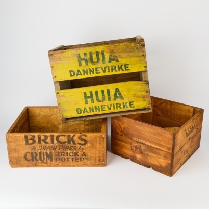 Three Crates for Crown Lynn, Huia Dannevirke, and Crum Brick Works