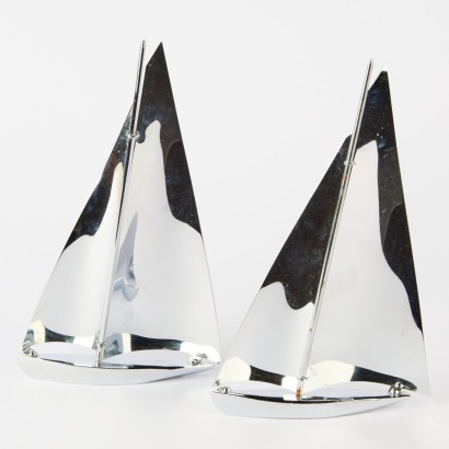 A Pair of Art Deco Style Chrome Sailing Boats