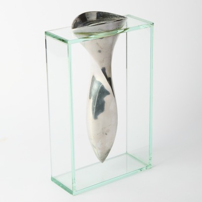 A Mid-Century Modern Glass and Aluminium Vase