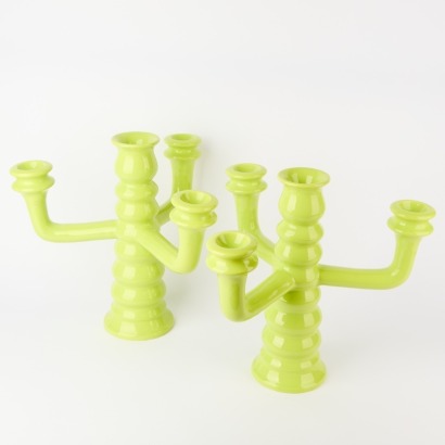A Pair of Ursula Erkhart Ceramic Candelabras