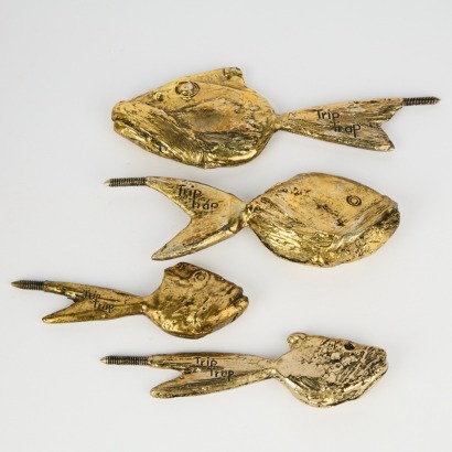 A Brass Fish Set of Four Created By Eb Moller For Trip Trap