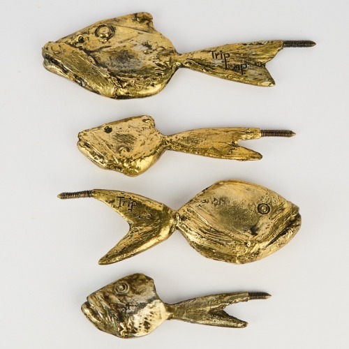 A Brass Fish Set of Four Created By Eb Moller For Trip Trap