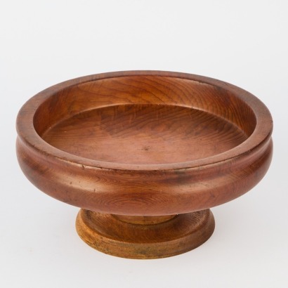 A Handcrafted Pedestal Wooden Turned Bowl