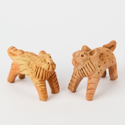 A Pair of Terracotta Folk Art Lions