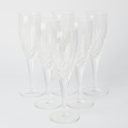 A Set of Six Royal Doulton Highclere Crystal Flutes