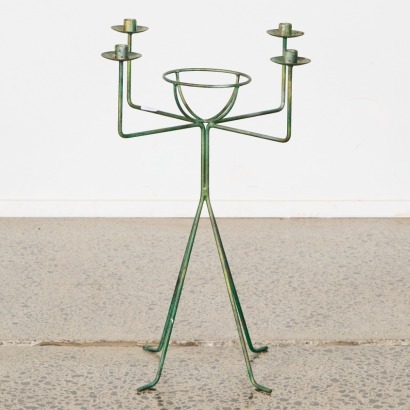 A Large Outdoor Wrought Iron Floor Candelabra