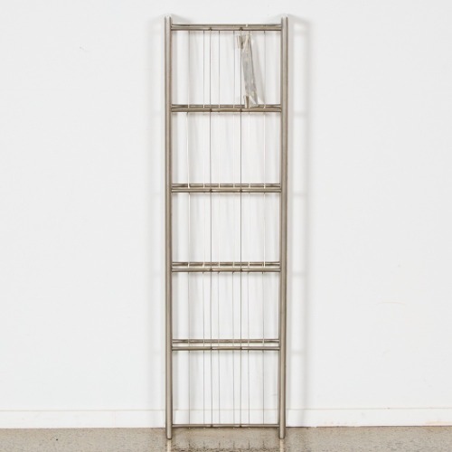 A Danish Brushed Stainless Steel 5 Tray A4 Wall Rack By Peter Boy