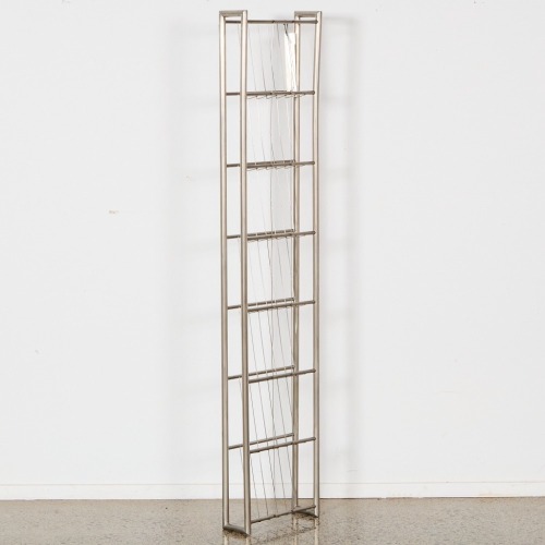 A Danish Brushed Stainless Steel 7 Tray A4 Wall Rack By Peter Boy