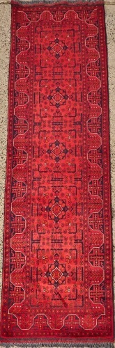 A Hand-Knotted Afghan Runner