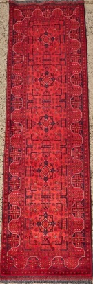 A Hand-Knotted Afghan Runner