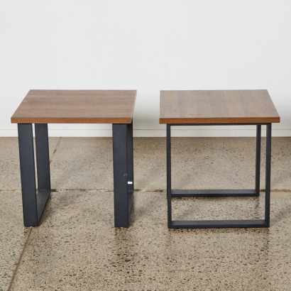 A Pair of Minimal Sleigh Based Side Tables