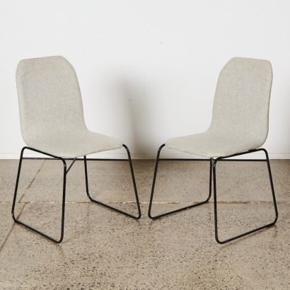 A Pair of Tim Webber Bevel Chairs With Sled Base