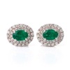 14ct White Gold, .68ct Emerald / .50ct Diamond / .06ct Sapphire Cluster Earrings