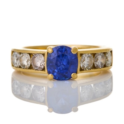 18ct Yellow Gold, 1.87ct Sapphire / 1.25ct Diamond Dress Ring