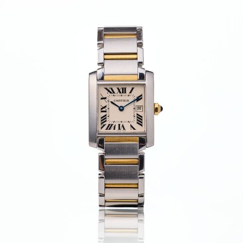 Stainless Steel / 18ct Yellow Gold, Cartier Tank Francaise MM Quartz Wristwatch, circa 2001