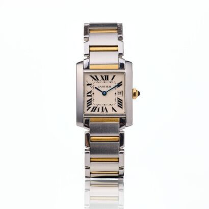 Stainless Steel / 18ct Yellow Gold, Cartier Tank Francaise MM Quartz Wristwatch, circa 2001