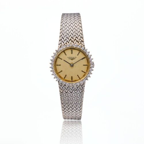 White Gold Plated , Longines Hand-wound Wristwatch, circa 1950's
