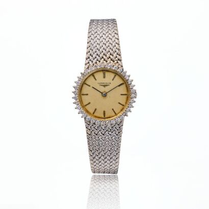 White Gold Plated , Longines Hand-wound Wristwatch, circa 1950's