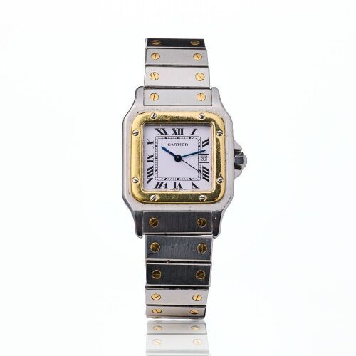 Stainless Steel / 18ct Yellow Gold, Cartier Santos Carree Automatic Wristwatch, circa 1980's