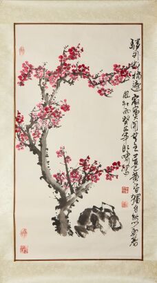 A Chinese Painting of Red Plum Blossoms