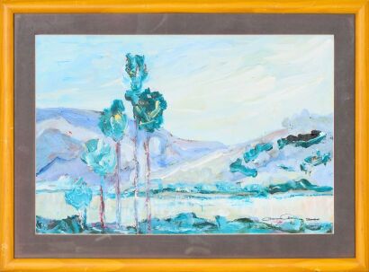 A New Zealand Landscape Goache Signed