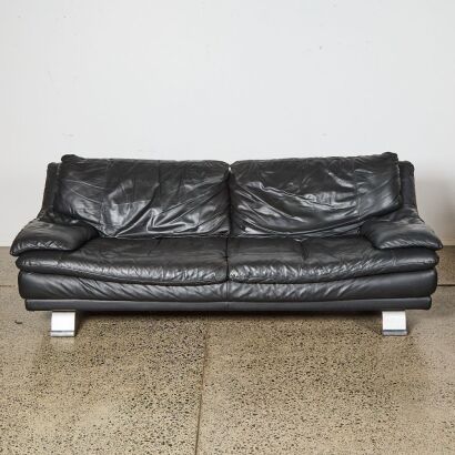 An Italsofa Leather Italian Three Seater Couch