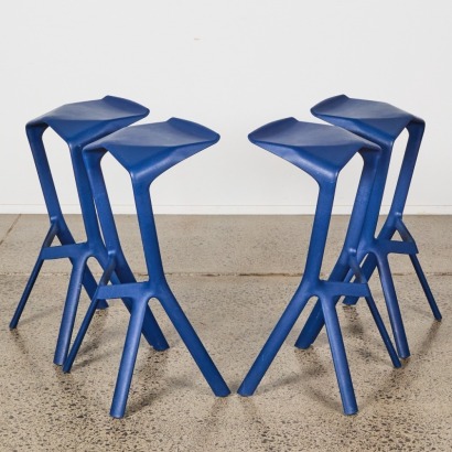 A Set of Four Miura Indoor Outdoor Stools By Plank Italy