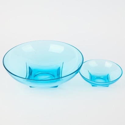 A Pair of Vintage Hazel-Atlas Turquoise Glass Bowls