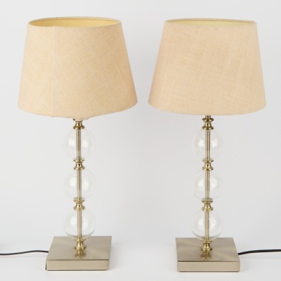 A Pair of Bedside Bubble Lamps