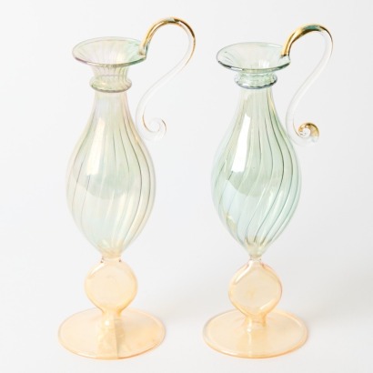 A Pair of Vintage Glass Rococo Mini Vases