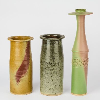 A Trio of Richard Cadness Pottery Vases