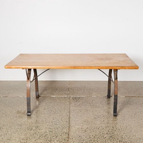 An English Wrought Iron Factory/Dining Table