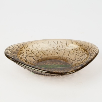 A Retro Smokey Glass Dish