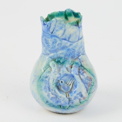A Rosemarie Brittain Avian Form Vase In Blue